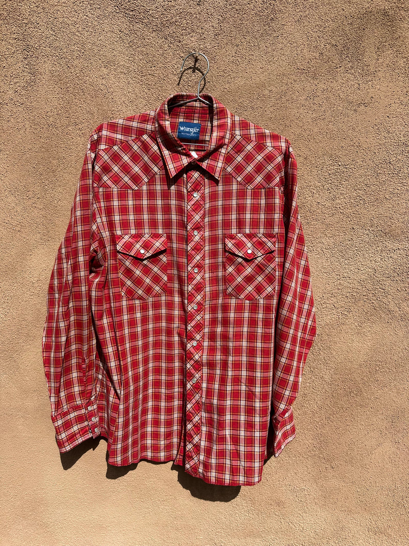 Vintage Red/White/Yellow Plaid Wrangler Shirt with Pearl Snaps